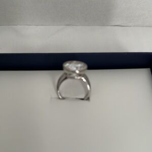 Silver Ring with Clear Round-Cut Stone